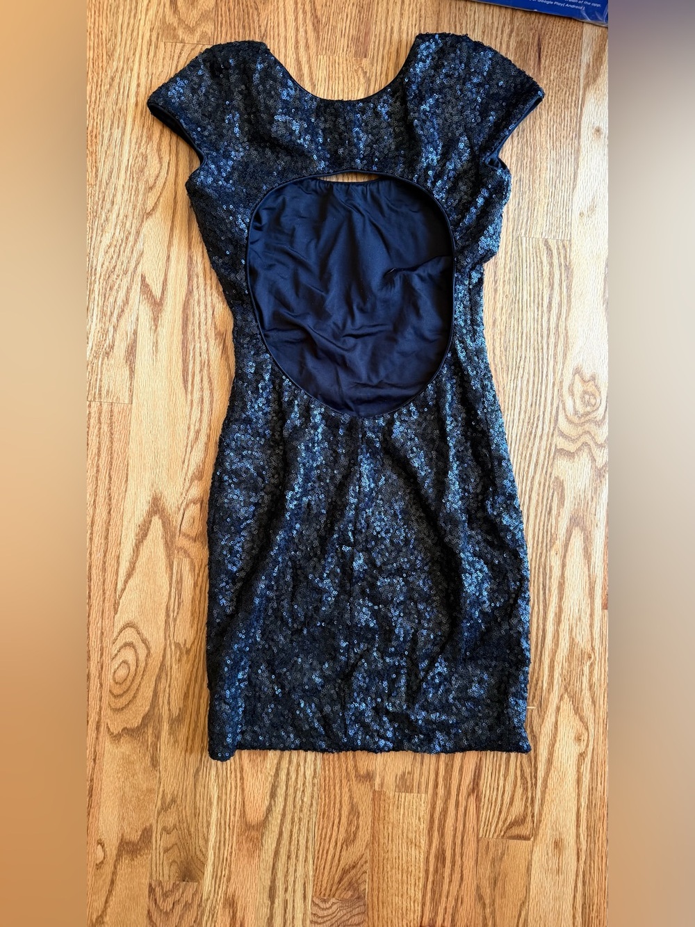 Dress the Population Black Sequin Cutout Back Dress